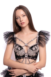 Sandix Rhinestone Rave Bodysuit