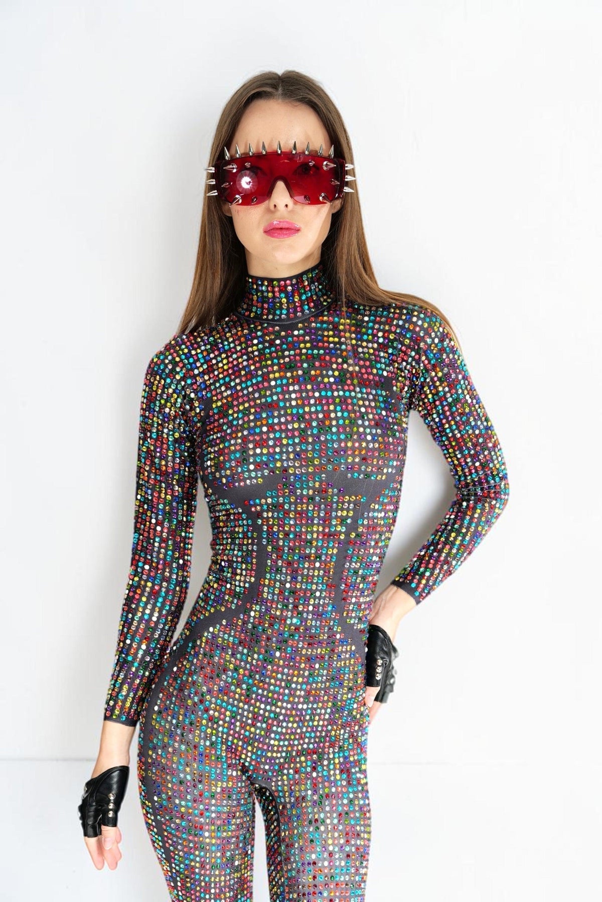 Aurora Spectrum Rhinestone Jumpsuit Jumpsuit Iconic Outfitters 