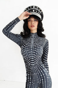 Lexxon Rhinestone Pearl Jumpsuit