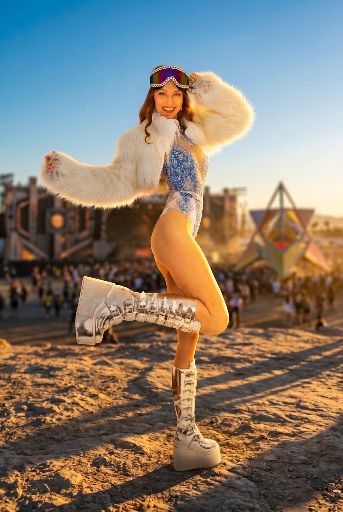 Lamellex White Short Faux Fur Festival Coat Tops Iconic Outfitters 