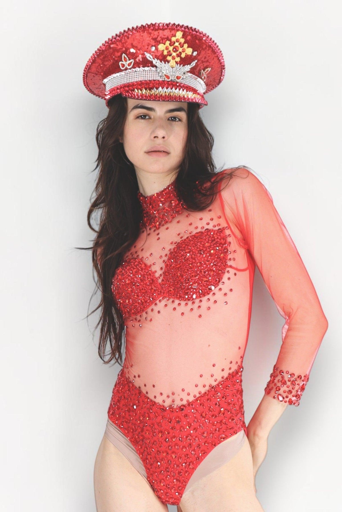 Gaia Rhinestone Mesh Bodysuit