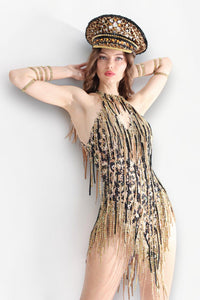 Alouette Leopard Fringe Bodysuit