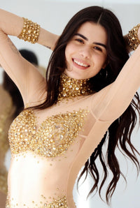 Gaia Rhinestone Mesh Bodysuit Iconic Outfitters 