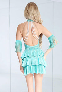 Aviora Turquoise Fringe Bodysuit Body Suit Iconic Outfitters 