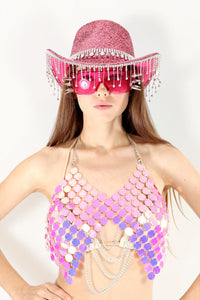 Esti Pink Sequin Chain Top