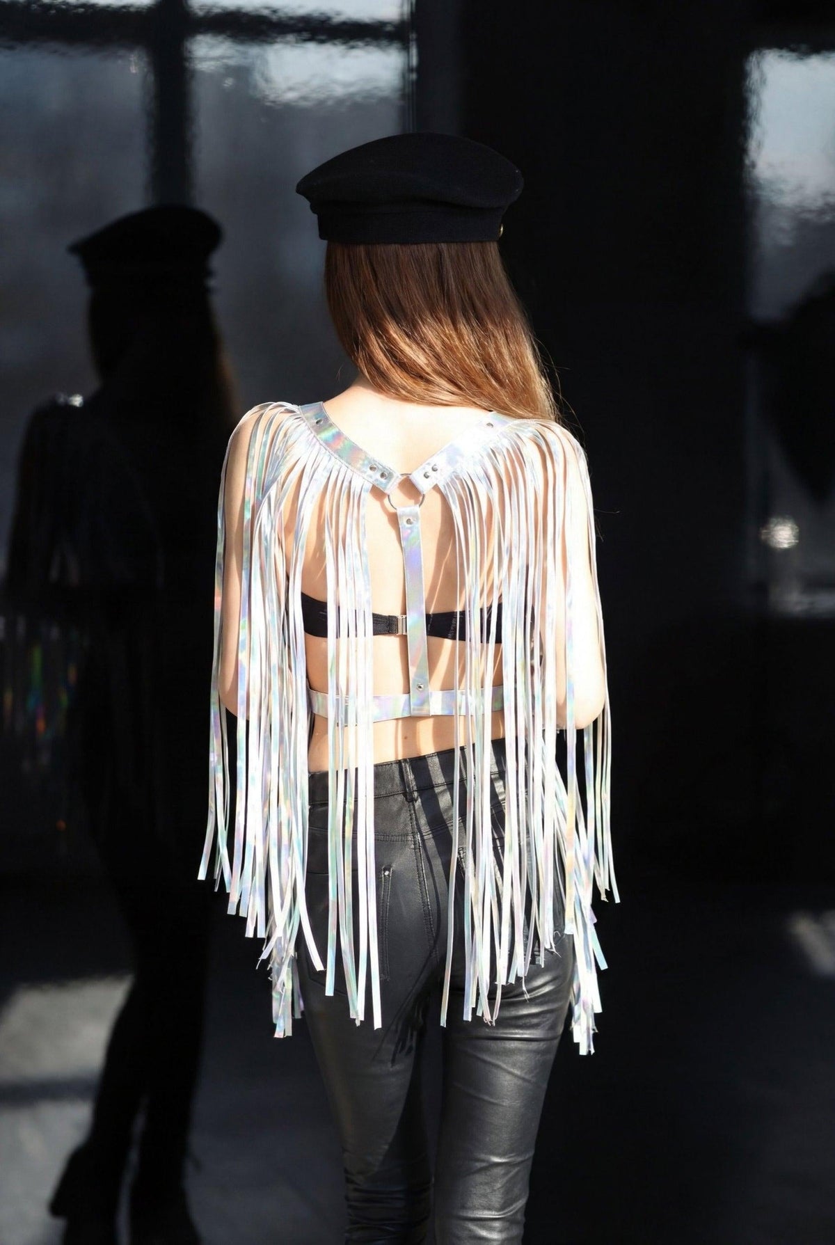 Akia Hologram Fringe Shoulder Piece Tops Iconic Outfitters 