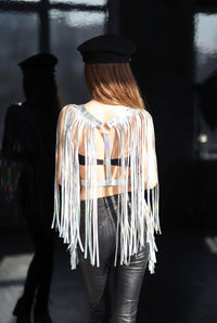 Akia Hologram Fringe Shoulder Piece Tops Iconic Outfitters 