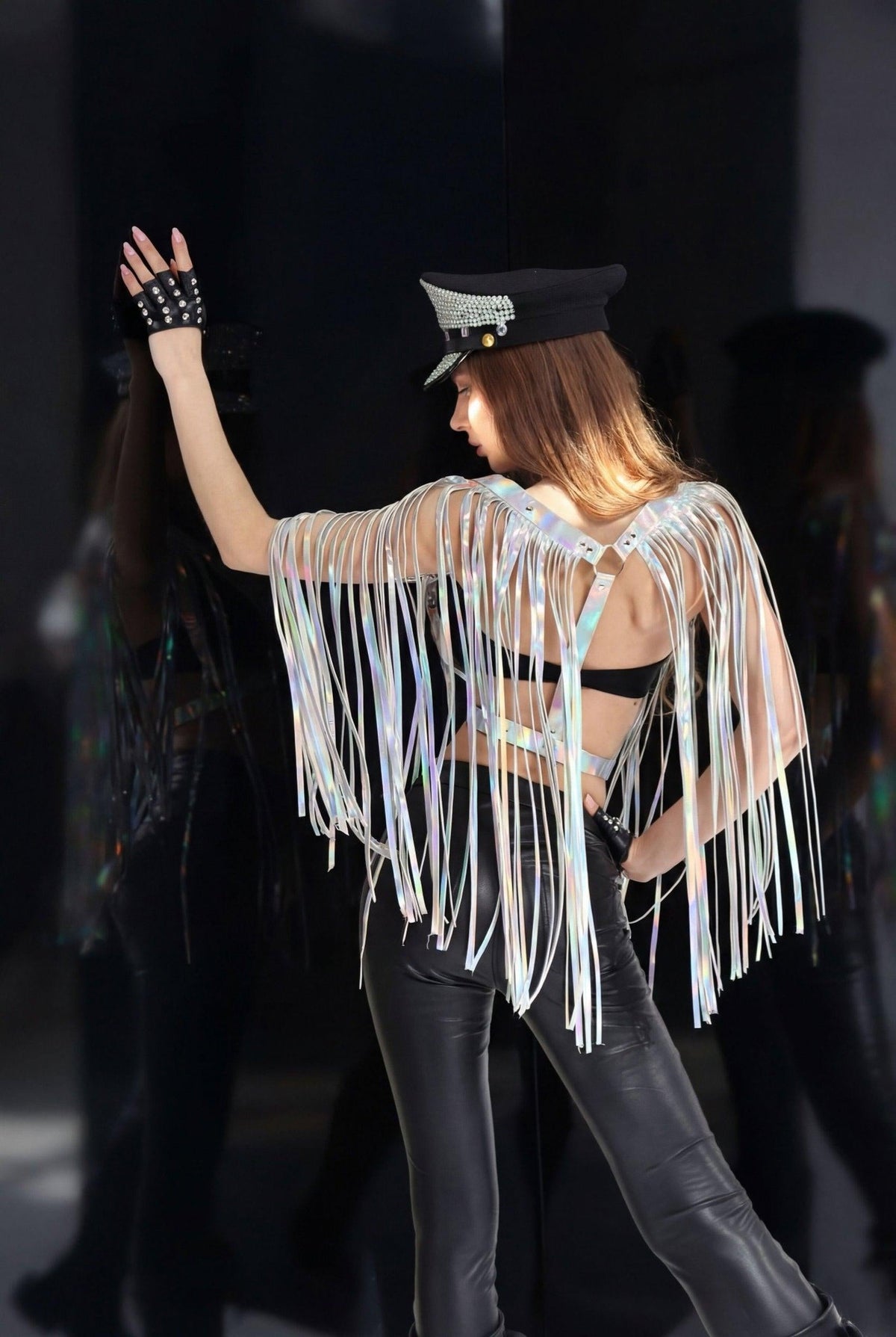 Akia Hologram Fringe Shoulder Piece Tops Iconic Outfitters 