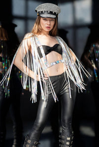 Akia Hologram Fringe Shoulder Piece Tops Iconic Outfitters 