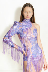 Alea Rhinestone Tassel Bodysuit Iconic Outfitters 