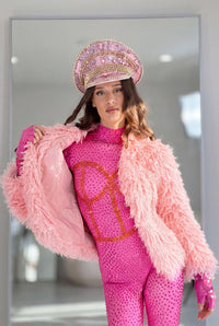 Arda Pink Shaggy Faux Fur Festival Jacket Faux Fur Iconic Outfitters 