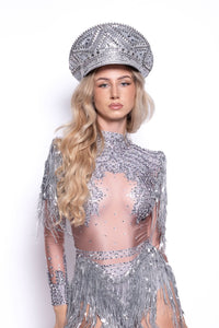 Aurea Rhinestone Bodysuit Iconic Outfitters One size Silver 