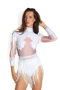 Aurea Rhinestone Bodysuit Iconic Outfitters One size White 