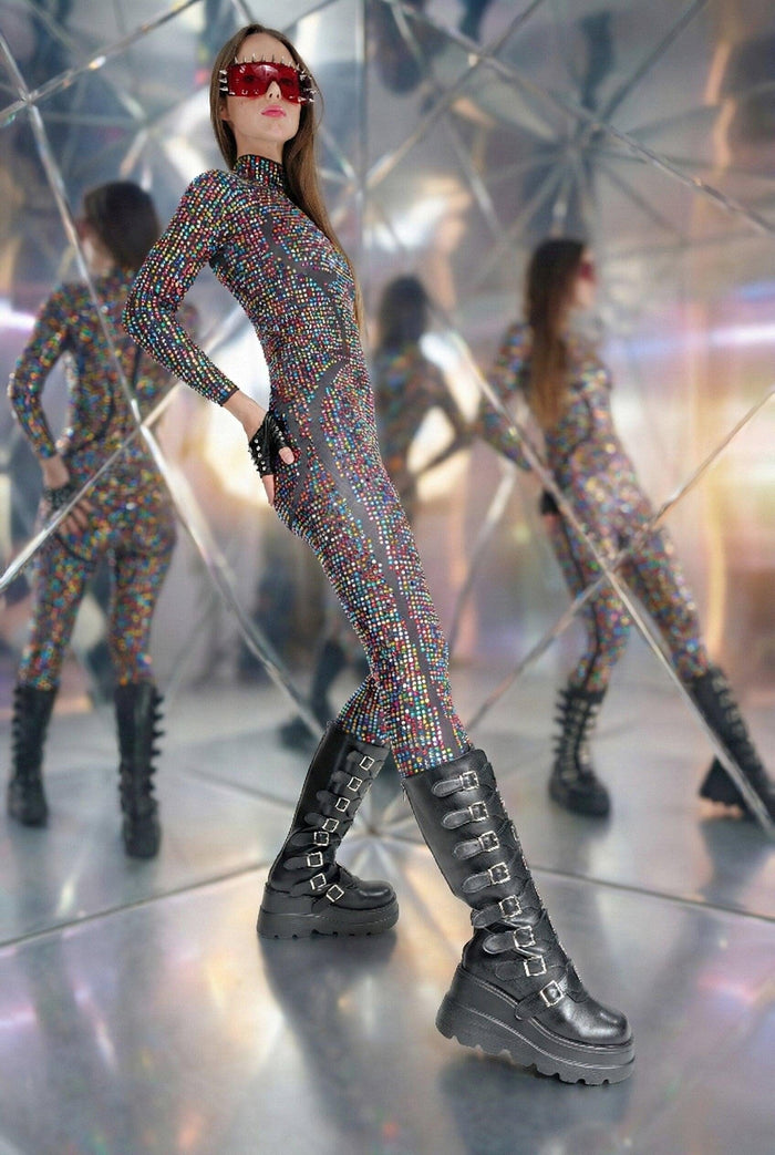 Aurora Spectrum Rhinestone Jumpsuit Jumpsuit Iconic Outfitters 