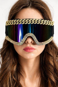 Avelar Gold Rhinestone Chain Googles Sunglasses Iconic Outfitters 