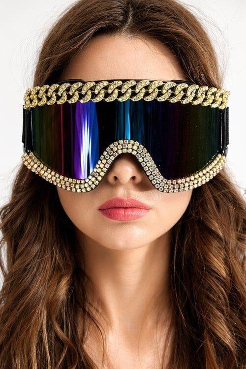 Avelar Gold Rhinestone Chain Googles Sunglasses Iconic Outfitters 