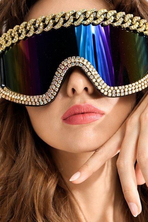 Avelar Gold Rhinestone Chain Googles Sunglasses Iconic Outfitters 
