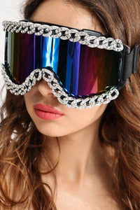 Avelar Silver Rhinestone Chain Googles Sunglasses Iconic Outfitters 