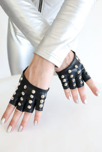 Avisha Studded Cutout Fingerless Gloves Gloves Iconic Outfitters 