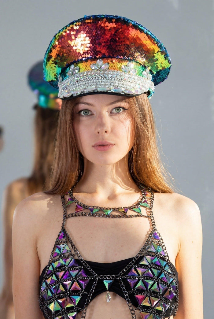 Rainbow Sequin Hat Hat Iconic Outfitters 