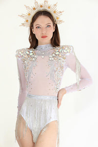 Baylee Diamond Rhinestone Bodysuit Body Suit Iconic Outfitters 