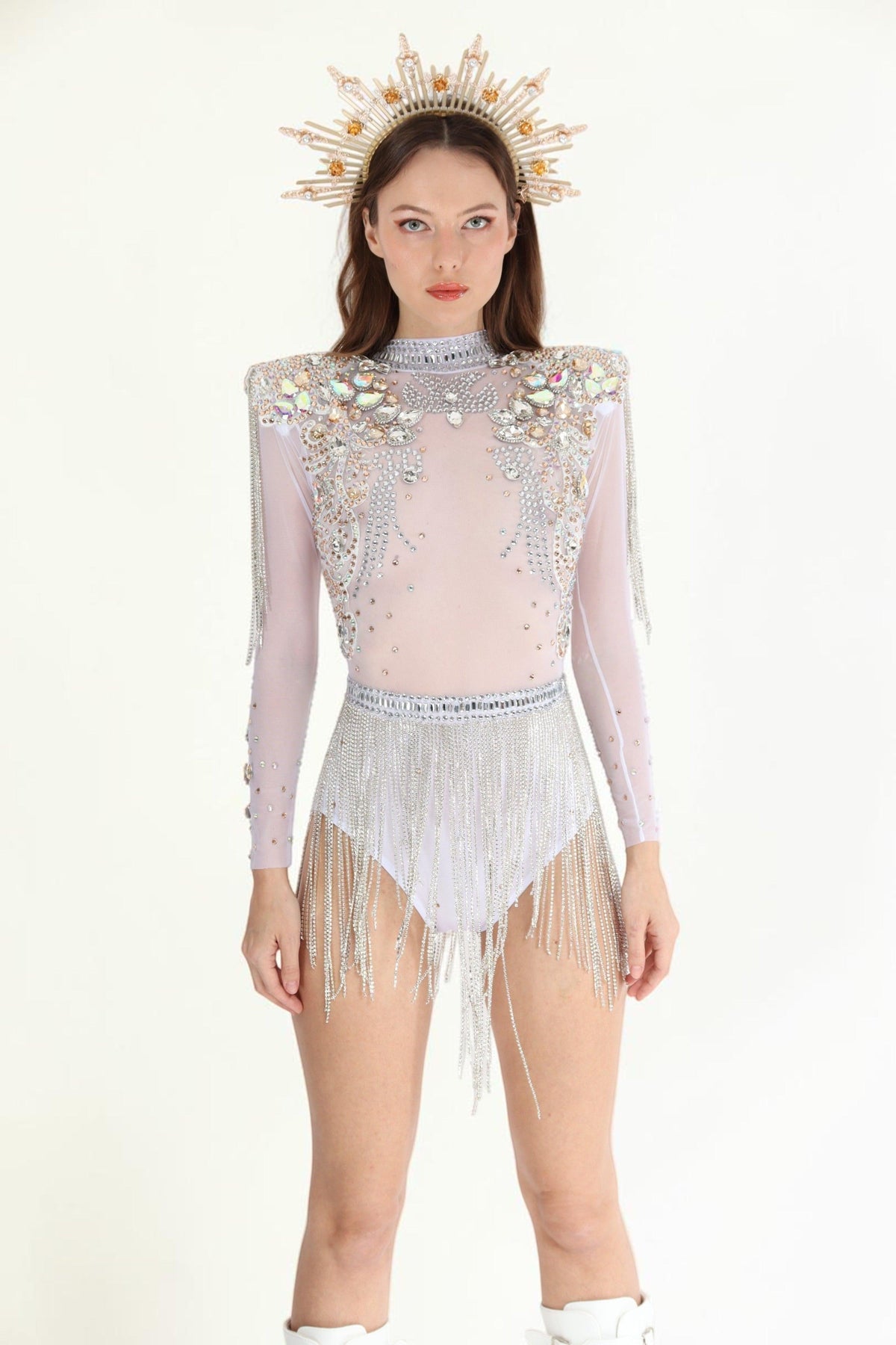 Baylee Diamond Rhinestone Bodysuit Body Suit Iconic Outfitters 