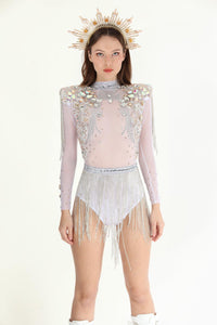 Baylee Diamond Rhinestone Bodysuit Body Suit Iconic Outfitters 