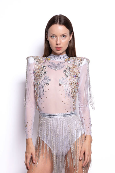 Baylee Diamond Rhinestone Bodysuit Body Suit Iconic Outfitters 