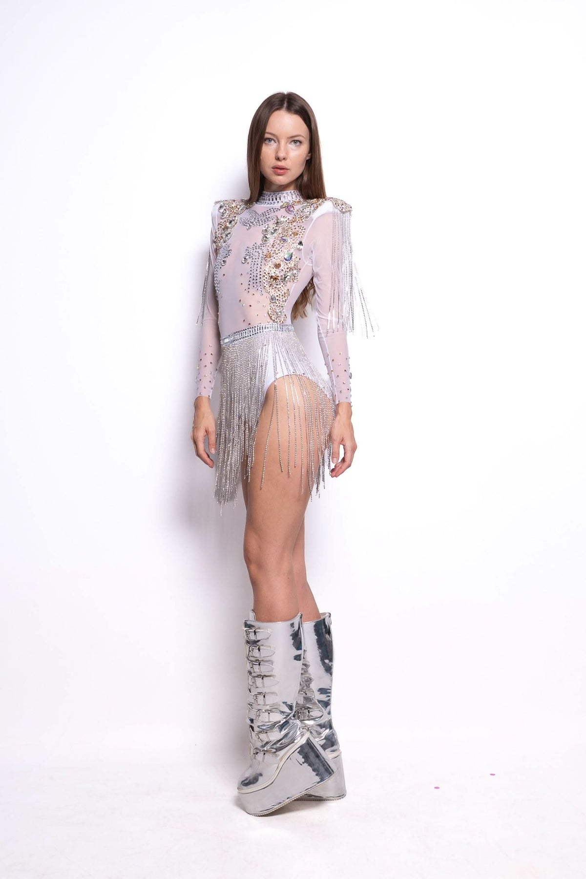 Baylee Diamond Rhinestone Bodysuit Body Suit Iconic Outfitters 