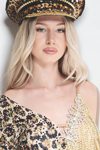 Alerie Leopard Crystal Fringe Bodysuit