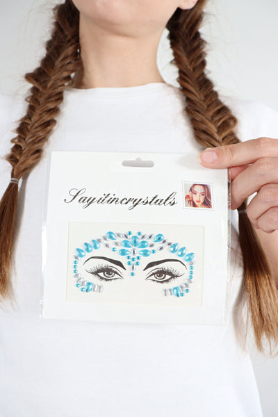 Blue Rhinestone Face Jewelry Stickers Face Gems Iconic Outfitters 