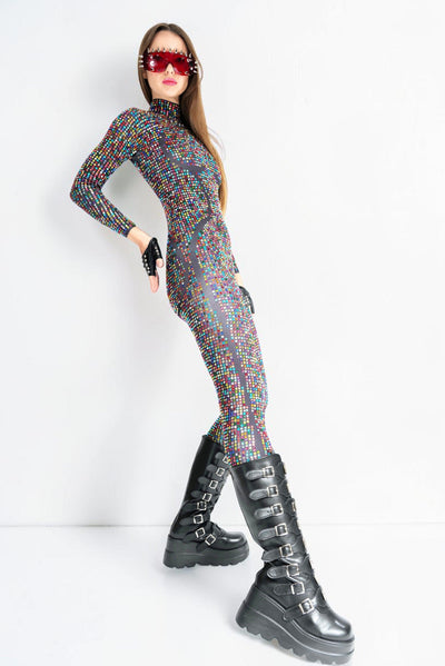 Aurora Spectrum Rhinestone Jumpsuit Jumpsuit Iconic Outfitters 