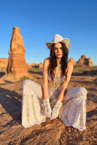 Celestia Rhinestone Fringe Jumpsuit Jumpsuit Iconic Outfitters 