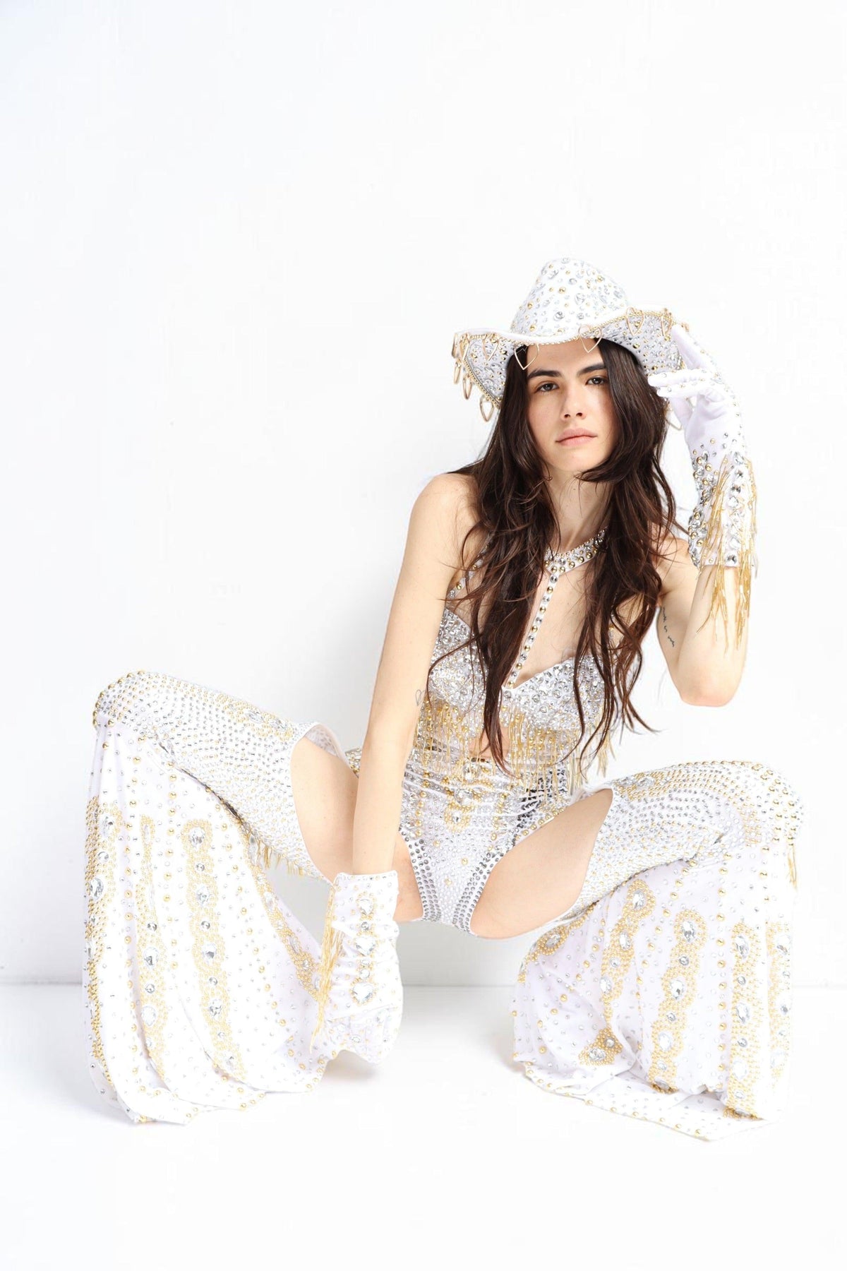 Celestia Rhinestone Fringe Jumpsuit Jumpsuit Iconic Outfitters 