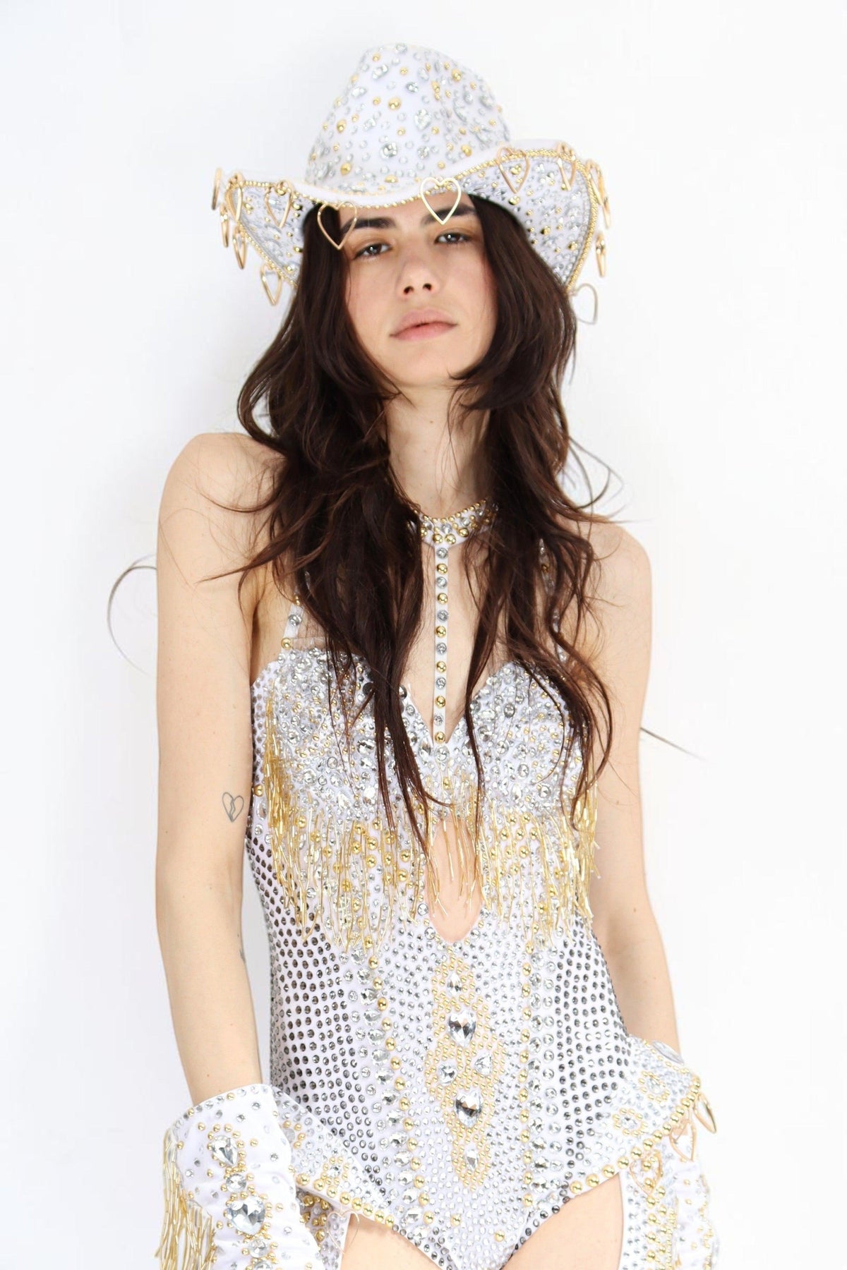 Celestia Rhinestone Fringe Jumpsuit Jumpsuit Iconic Outfitters S White 
