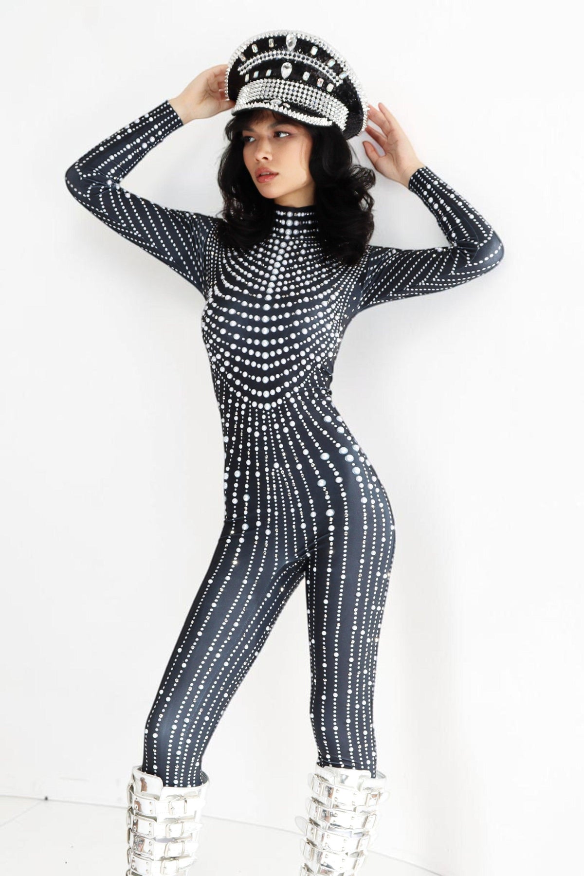 Lexxon Rhinestone Pearl Jumpsuit