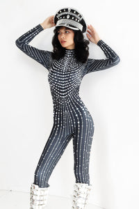 Lexxon Rhinestone Pearl Jumpsuit