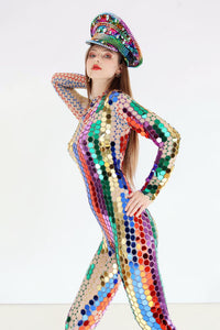 Dasha Full Mirror Sequin Jumpsuit Jumpsuit Iconic Outfitters 