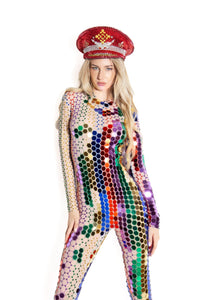 Dasha Full Mirror Sequin Jumpsuit Jumpsuit Iconic Outfitters 