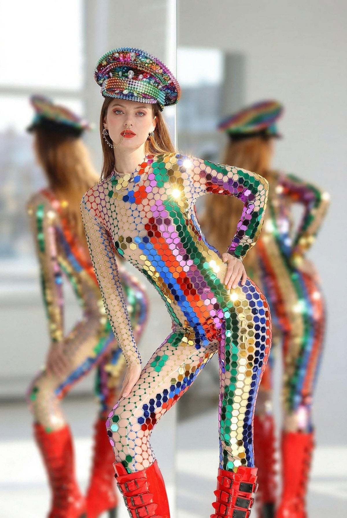 Dasha Full Mirror Sequin Jumpsuit Jumpsuit Iconic Outfitters 