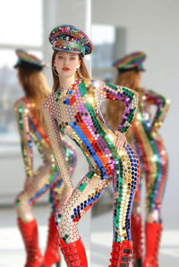Dasha Full Mirror Sequin Jumpsuit Jumpsuit Iconic Outfitters 