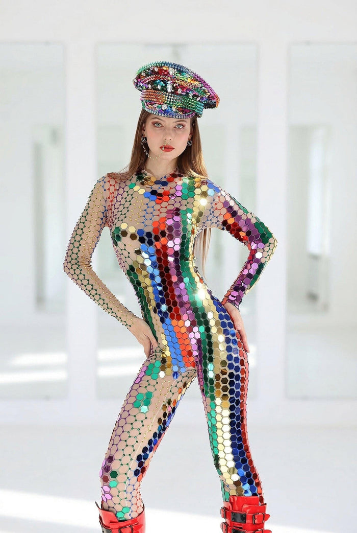 Dasha Full Mirror Sequin Jumpsuit Jumpsuit Iconic Outfitters 