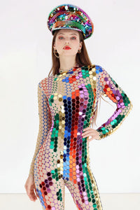 Dasha Full Mirror Sequin Jumpsuit Jumpsuit Iconic Outfitters 