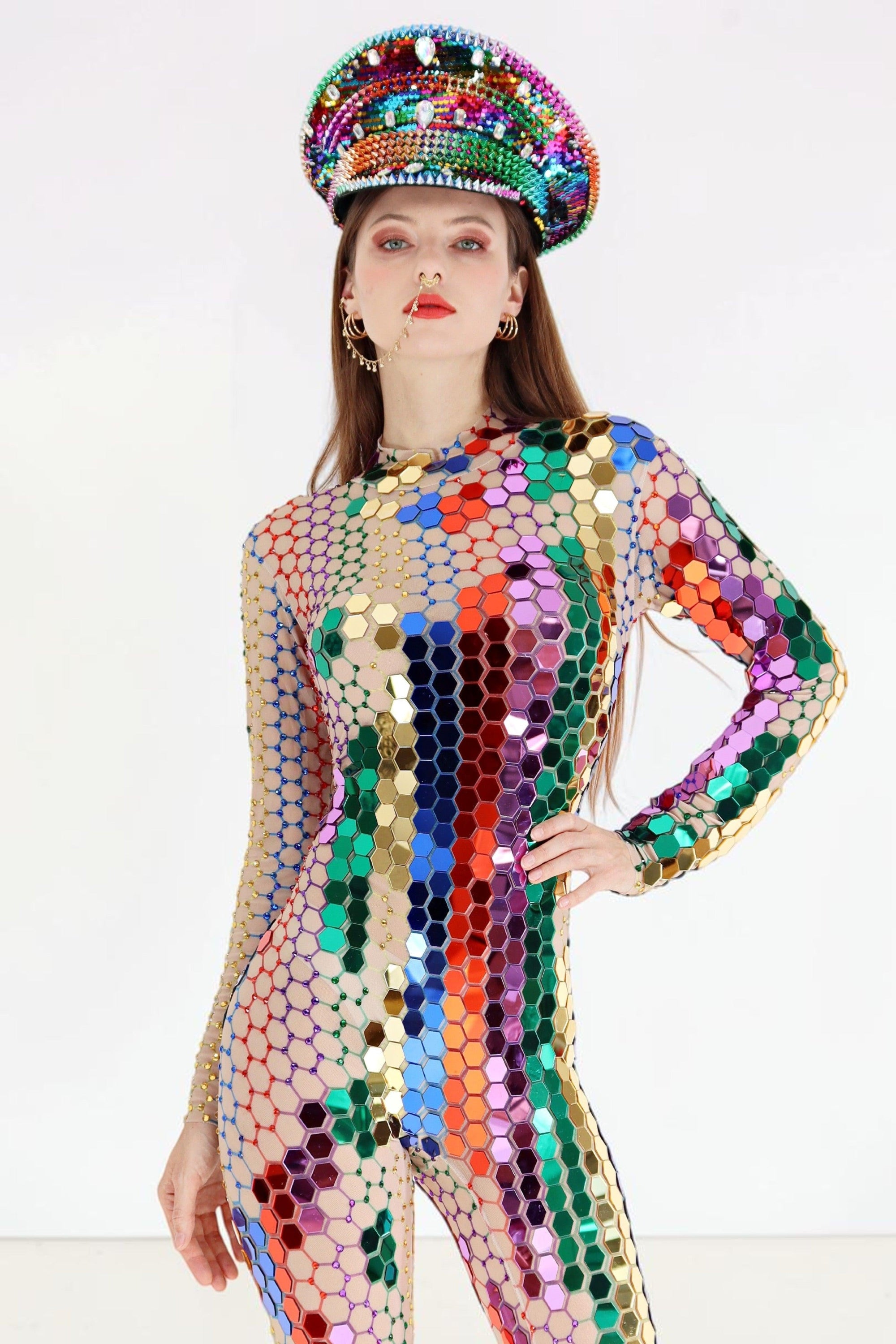 Dasha Full Mirror Sequin Jumpsuit Jumpsuit Iconic Outfitters 