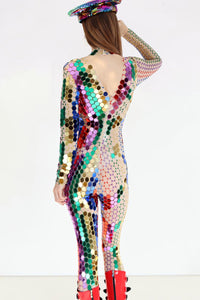 Dasha Full Mirror Sequin Jumpsuit Jumpsuit Iconic Outfitters 