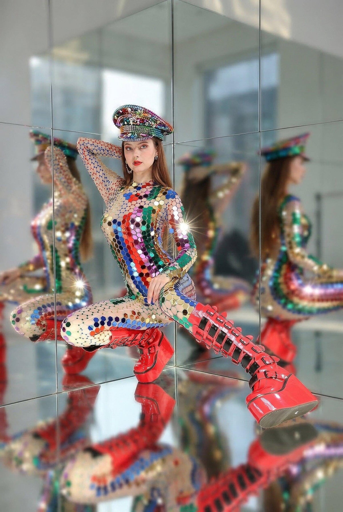 Dasha Full Mirror Sequin Jumpsuit Jumpsuit Iconic Outfitters 