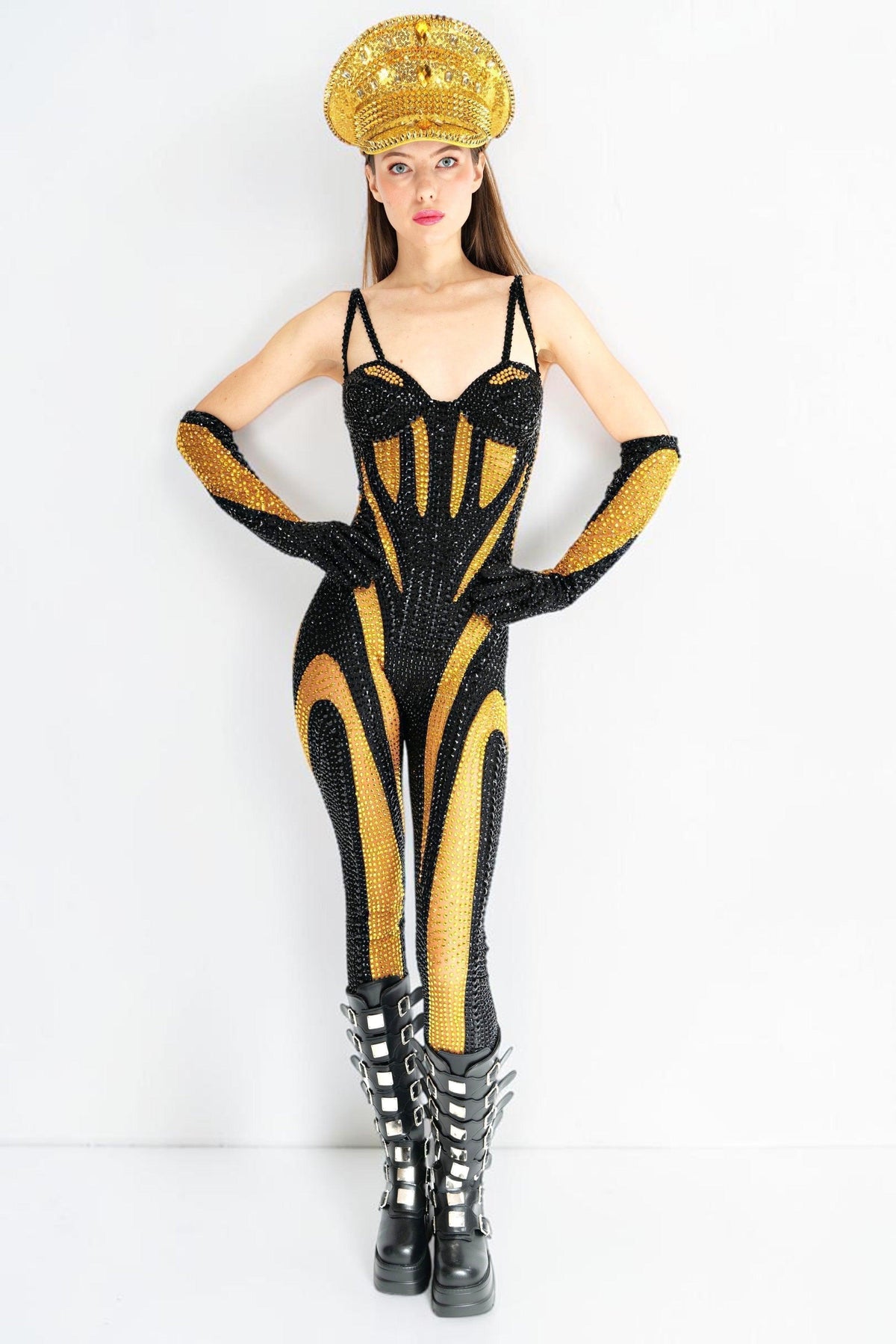 Memphis Rhinestone Jumpsuit & Gloves Jumpsuit Iconic Outfitters 