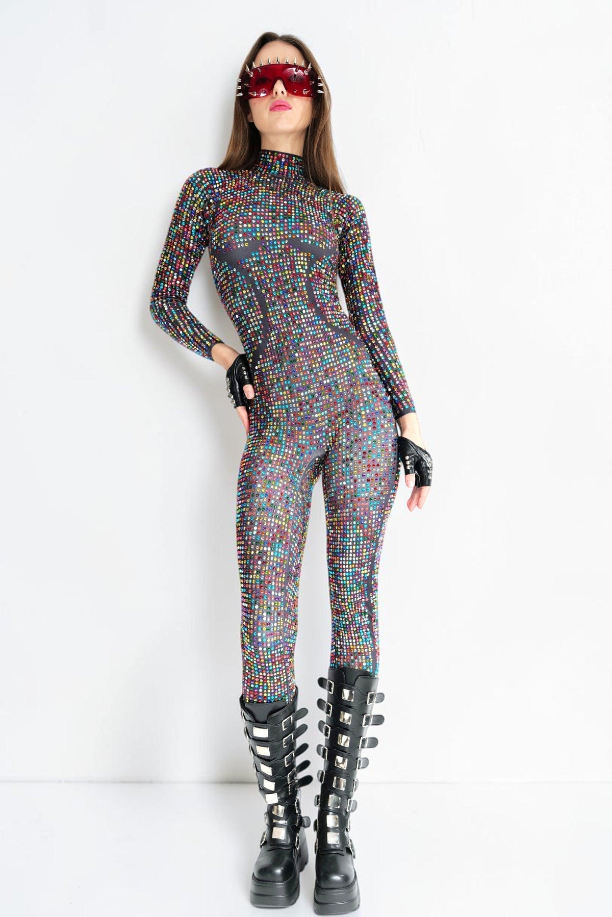 Aurora Spectrum Rhinestone Jumpsuit Jumpsuit Iconic Outfitters 