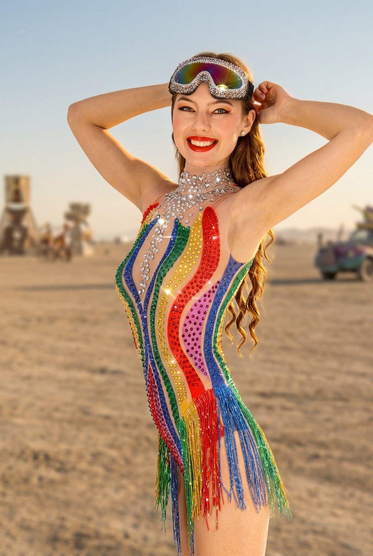 Elexa Rhinestone Tassel Bodysuit Iconic Outfitters 