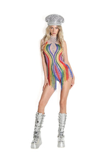 Elexa Rhinestone Tassel Bodysuit Iconic Outfitters 